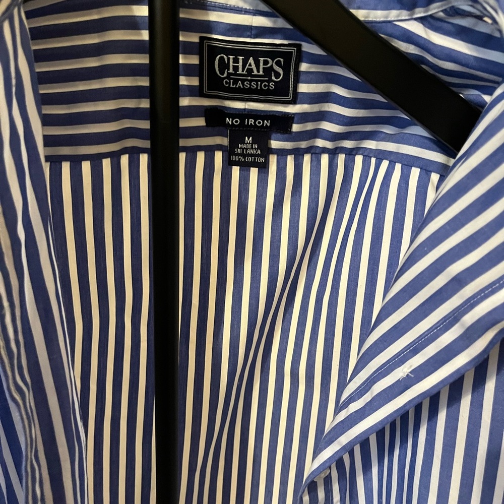 Chaps Blue and White Striped Button Down Shirt - Picture 2 of 3